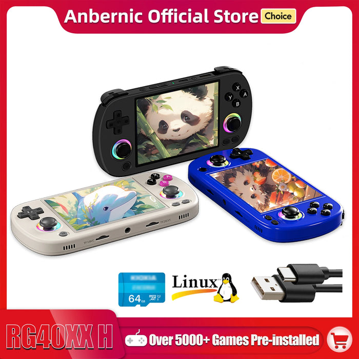 Anbernic RG40XX H Handheld Game Console – 4.0" IPS Screen, 5,000–11,000 Games, 64GB/128GB/256GB, RGB Joystick, HDMI, Bluetooth, Linux