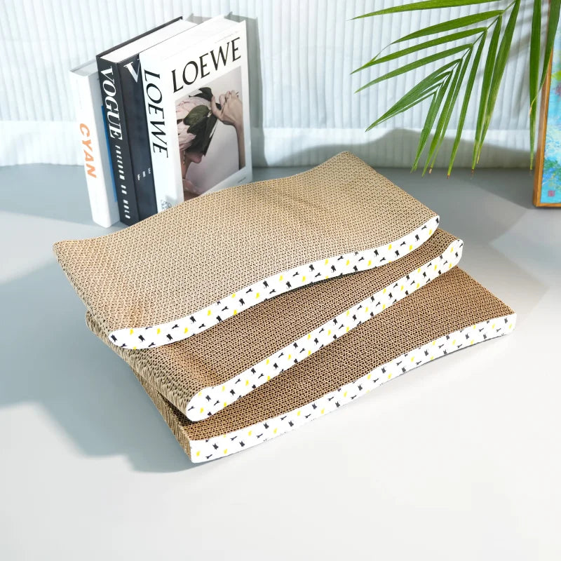 Corrugated Cardboard Cat Scratching Board, 1 Piece or Set of 3, Straight / Wave / S / M / Sofa Shape, Indoor Cats & Kittens