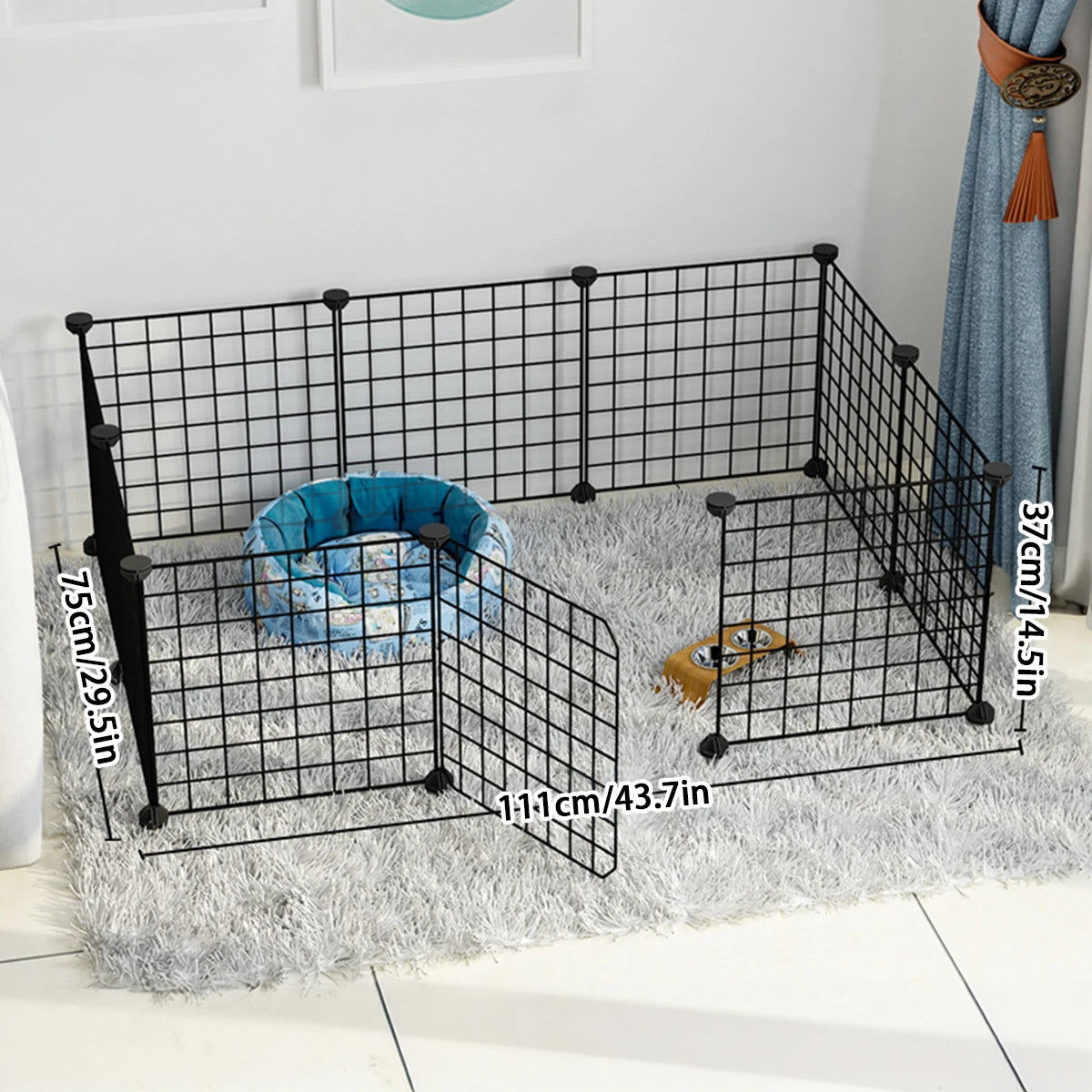 Modular Dog Wire Mesh Fence & DIY Cage, 6 to 20 Panels, Iron, Indoor Escape Barrier, Black & Mixed Styles
