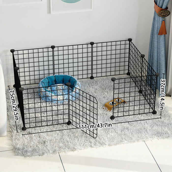 Modular Dog Wire Mesh Fence & DIY Cage, 6 to 20 Panels, Iron, Indoor Escape Barrier, Black & Mixed Styles