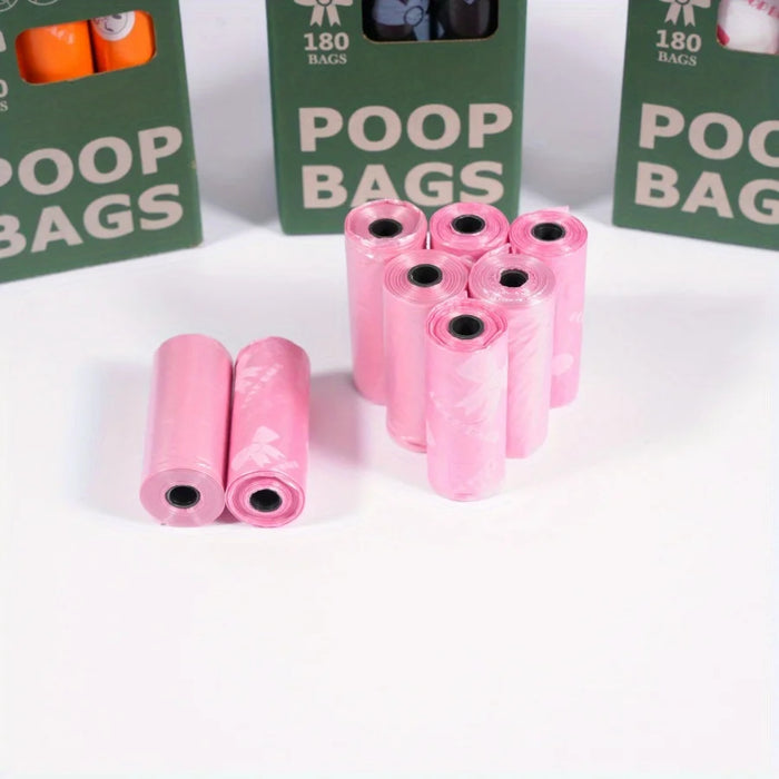Dog Poop Bags, 8 Rolls / 120 Bags, High Quality Polyethylene, Eco-Friendly No Packaging, 5 Colors