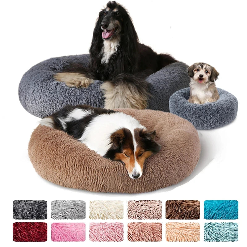 Round Soft Corduroy Pet Bed, S 40cm / M 50cm / L 60cm / XL 70cm, Washable, Up to 17kg, 21 Colors, Cats & Dogs