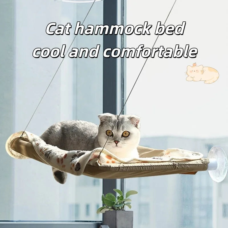 Window Mounted Cat Hammock, Suction Cup Hanging Bed, 55x32cm, Up to 15kg, Removable Washable Blanket, 7 Colors