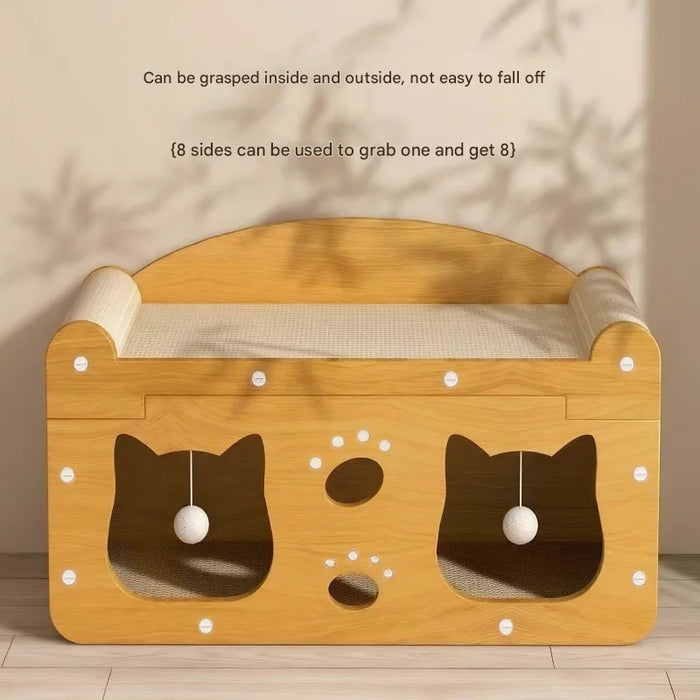 2-in-1 Cat Scratching Board & Post, Vertical & Horizontal, 4-Layer Wood, Interactive Claw Grinder, 5 Colors